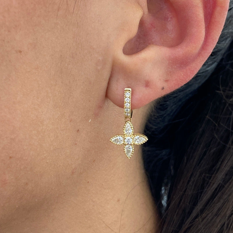Diamond Dangle Earrings 0.95 ct Yellow Gold