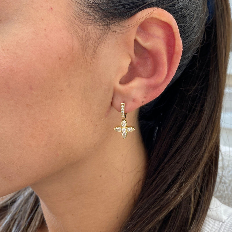 Diamond Dangle Earrings 0.95 ct Yellow Gold
