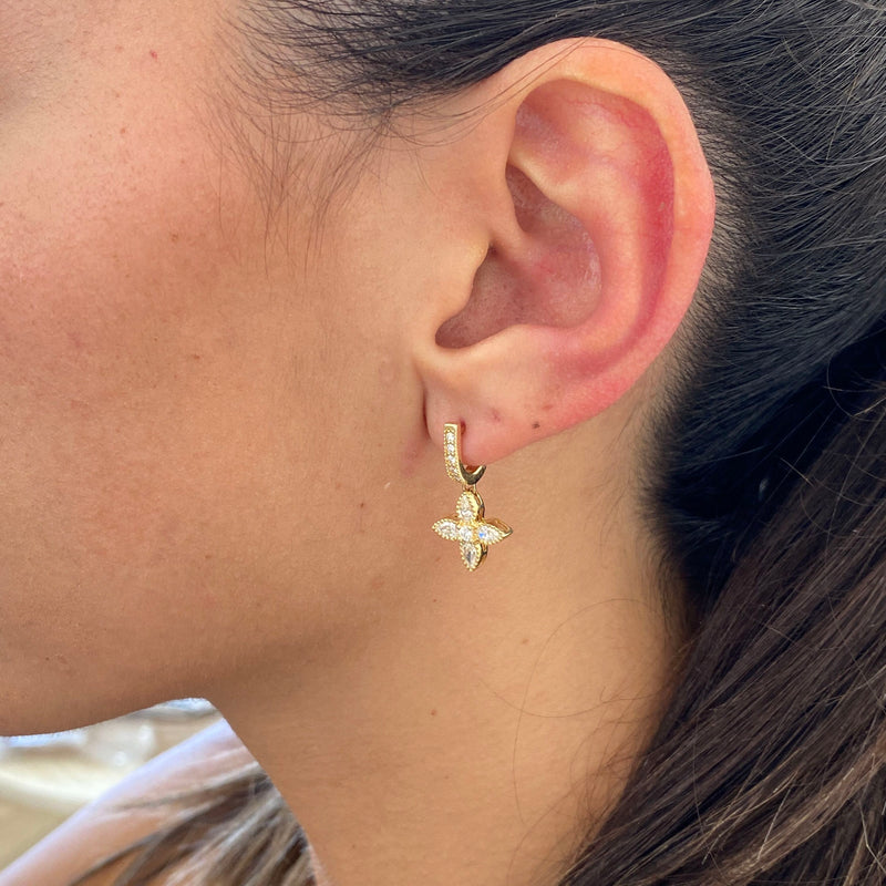 Diamond Dangle Earrings 0.95 ct Yellow Gold