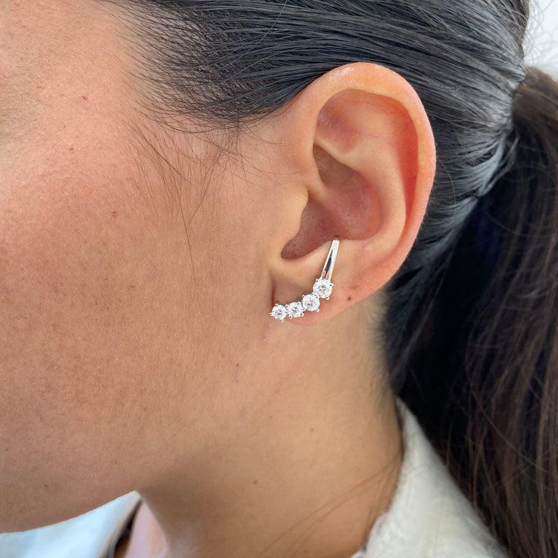 Diamond Climber Earrings 1.6 ct White Gold