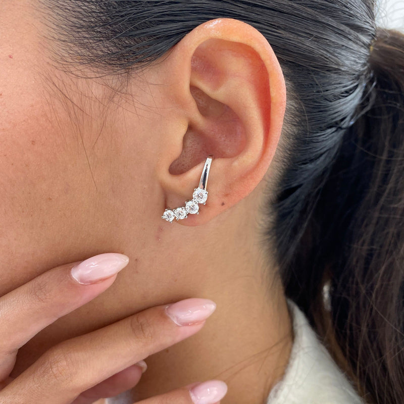 Diamond Climber Earrings 1.6 ct White Gold