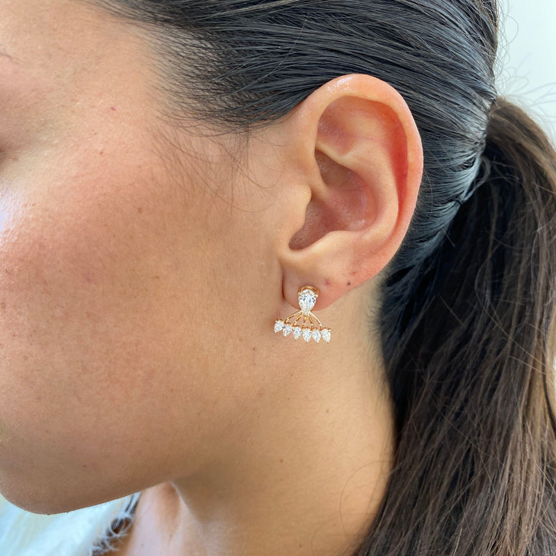 Diamond Jacket Earrings 2 ct Rose Gold