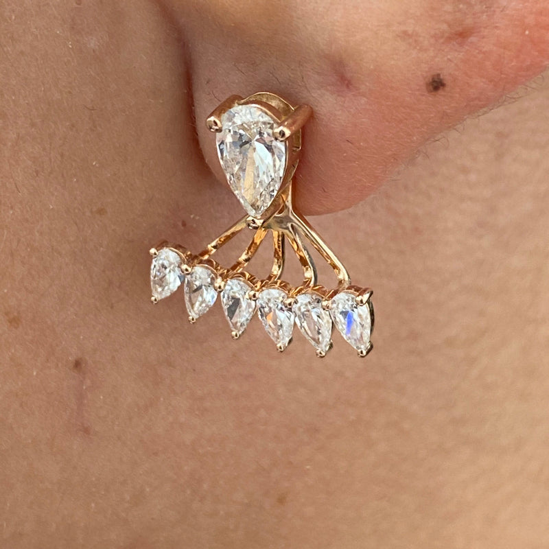 Diamond Jacket Earrings 2 ct Rose Gold