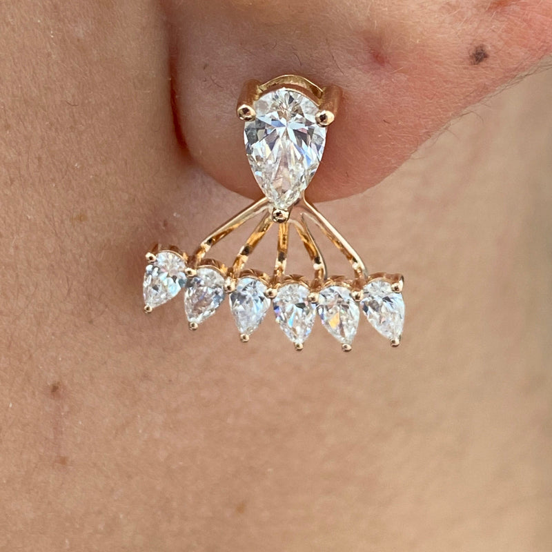 Diamond Jacket Earrings 2 ct Rose Gold