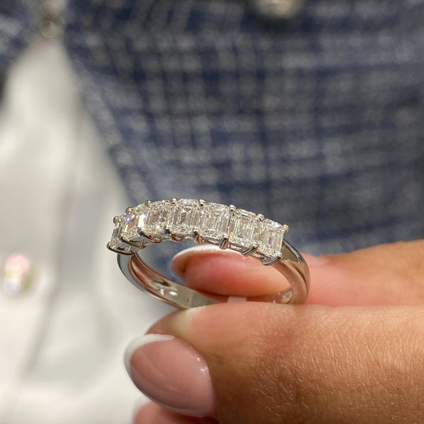 Diamond Half Eternity Ring 0.98 Carat White Gold 14K