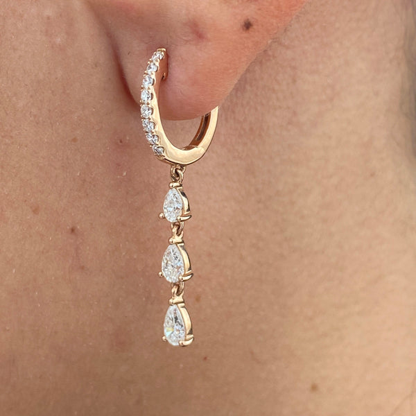 Diamond Dangle Earrings 1.10 ct Rose Gold