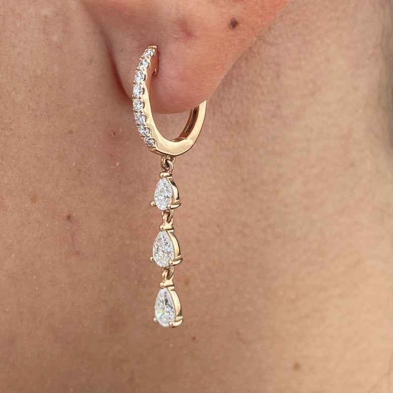 Diamond Dangle Earrings 1.10 ct Rose Gold