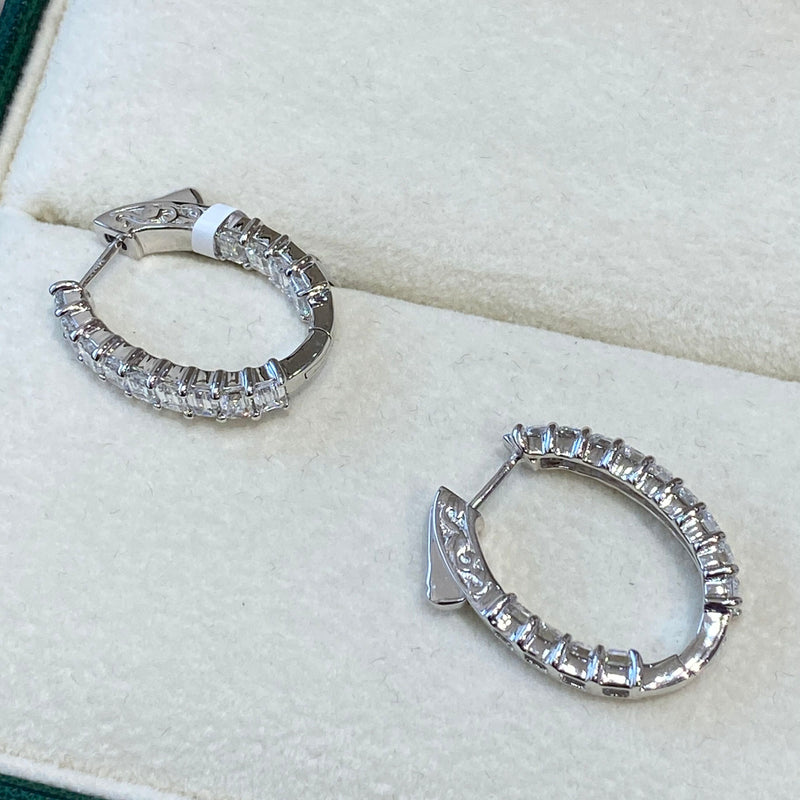 Diamond Hoop Earrings 2.9 ct White Gold