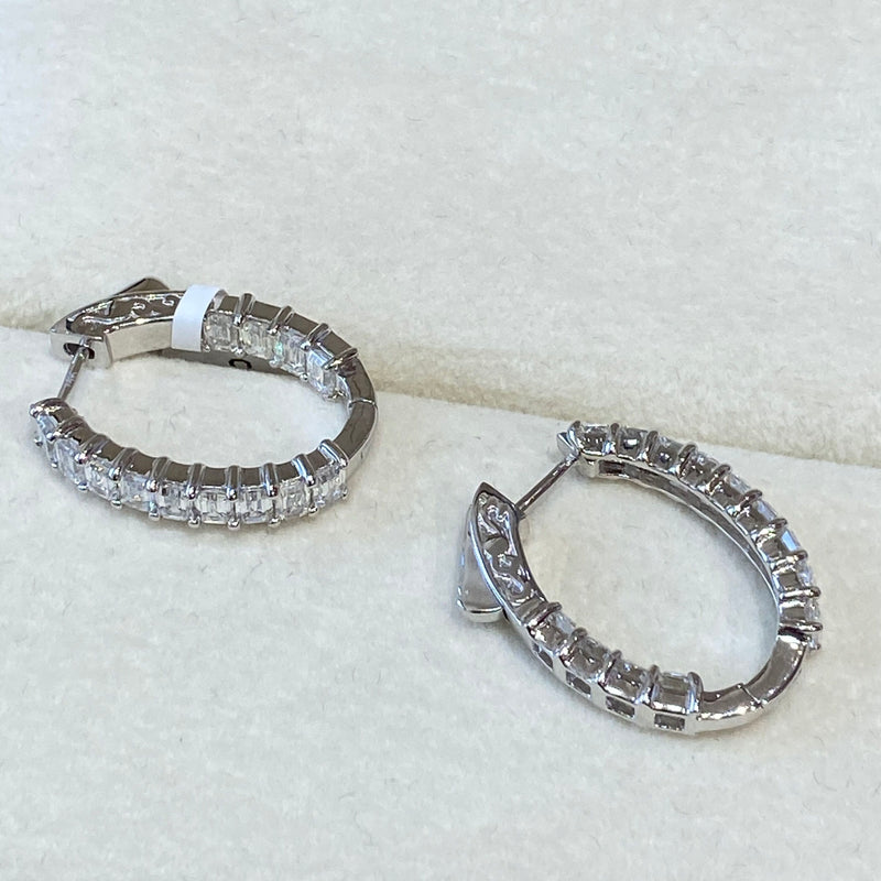 Diamond Hoop Earrings 2.9 ct White Gold