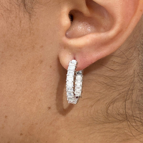 Diamond Hoop Earrings 2.95 ct White Gold