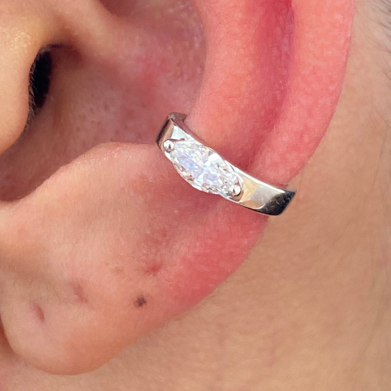 Diamond Cuff Single Earring 0.2 ct TCW, White Gold