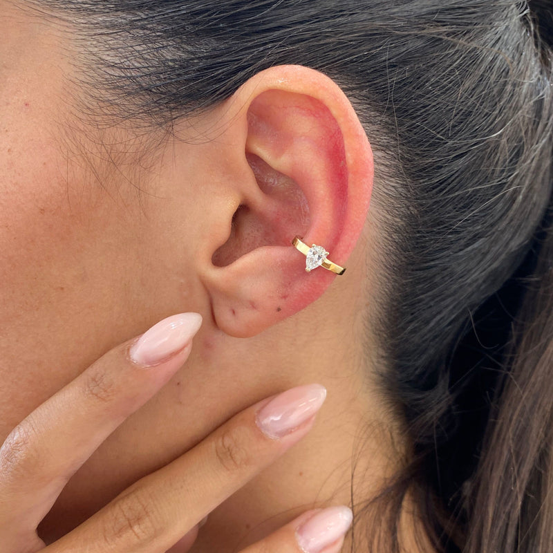 Diamond Cuff Earring 0.27 Carat Yellow Gold 14K