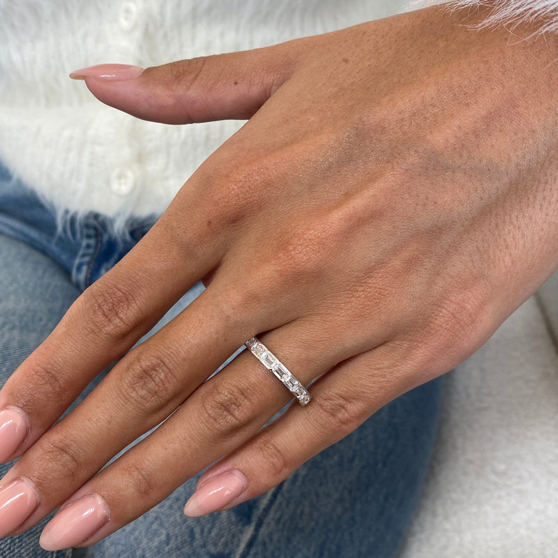 Diamond Half Eternity Ring 1.26 Carat White Gold 14K