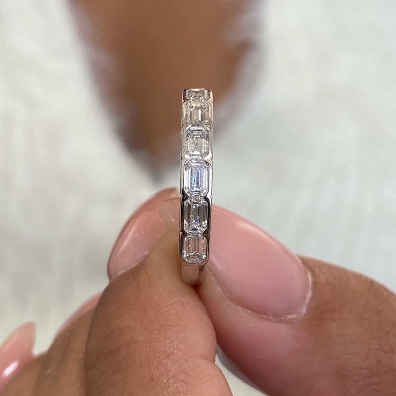 Diamond Half Eternity Ring 1.26 Carat White Gold 14K