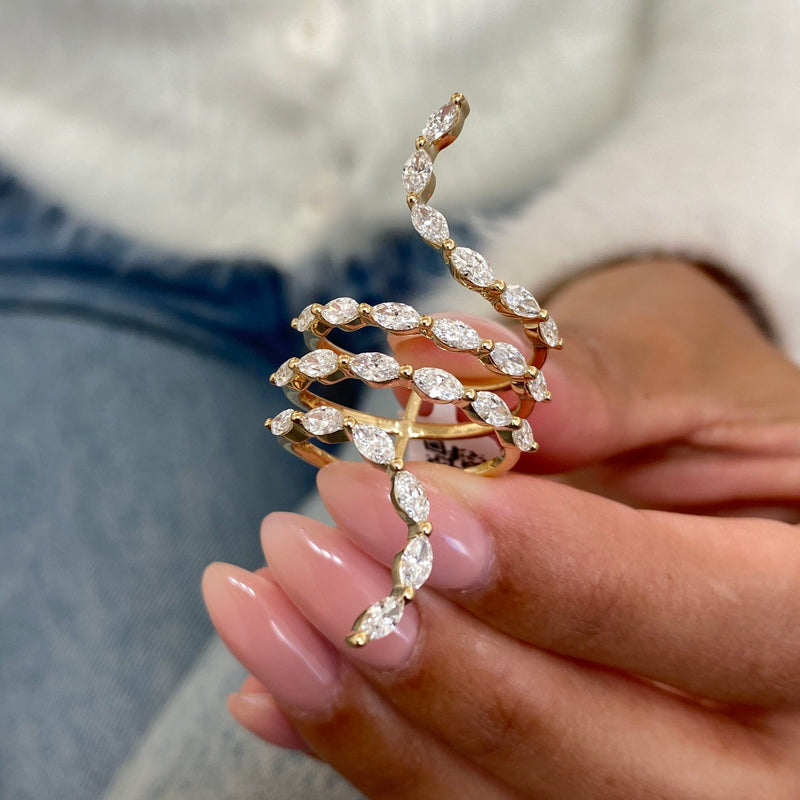 Diamond Wrap Ring 2.18 Carat Yellow Gold 14K