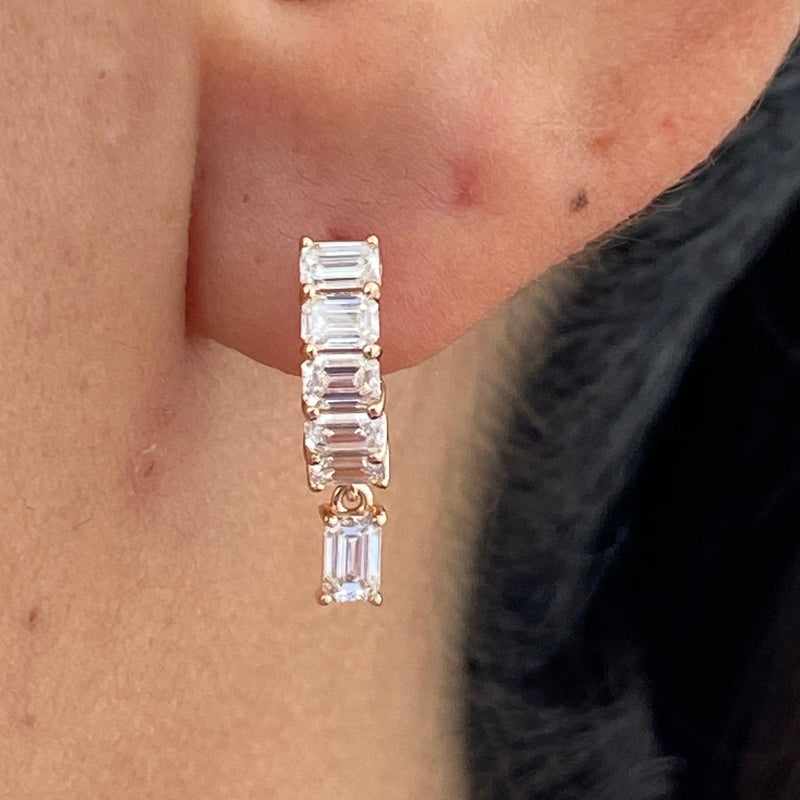 Diamond Dangle Earrings 1.49 Carat Rose Gold 14K