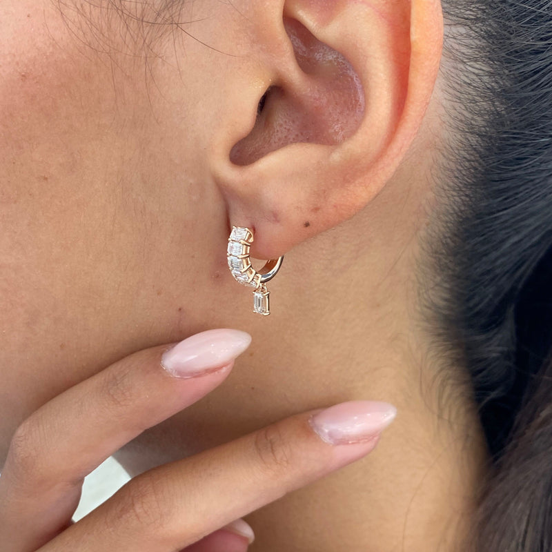 Diamond Dangle Earrings 1.49 Carat Rose Gold 14K