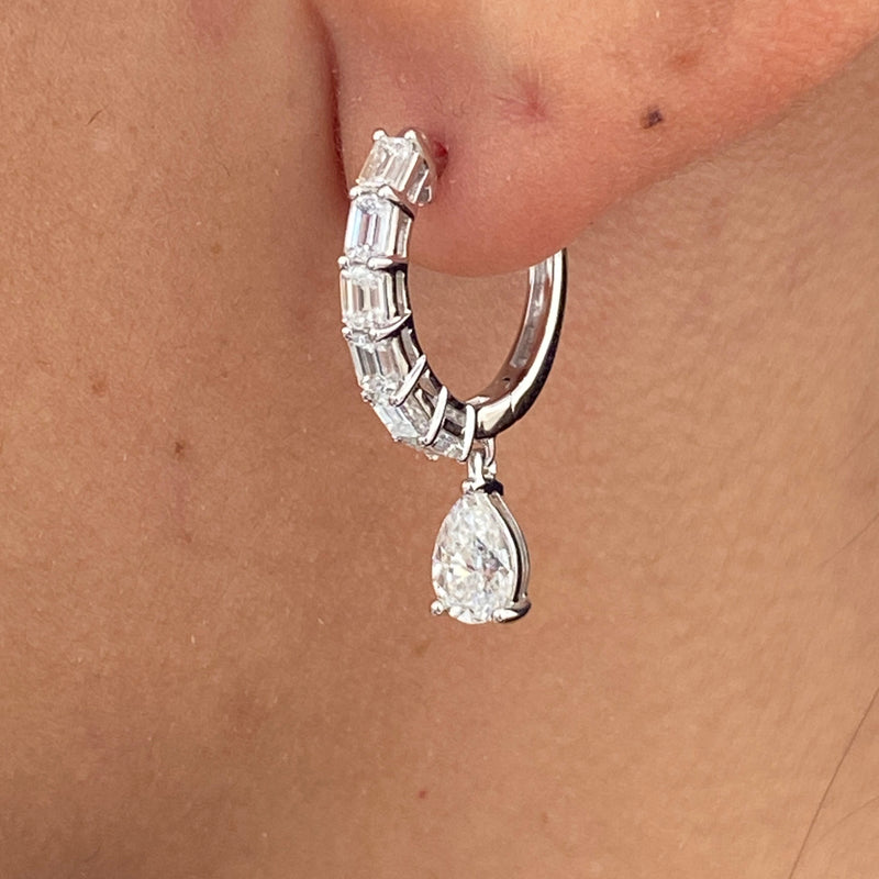 Diamond Dangle Earrings 2.04 Carat White Gold 14K