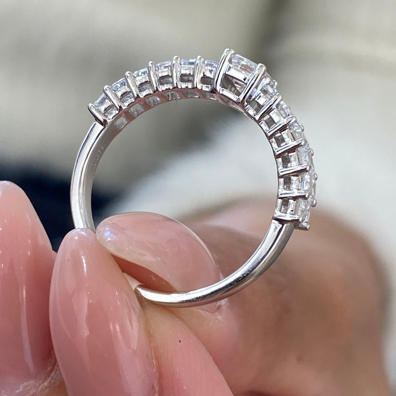 Diamond Half Eternity Ring 1.59 Carat White Gold 14K