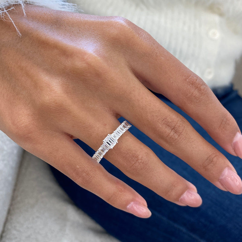 Diamond Half Eternity Ring 1.59 Carat White Gold 14K