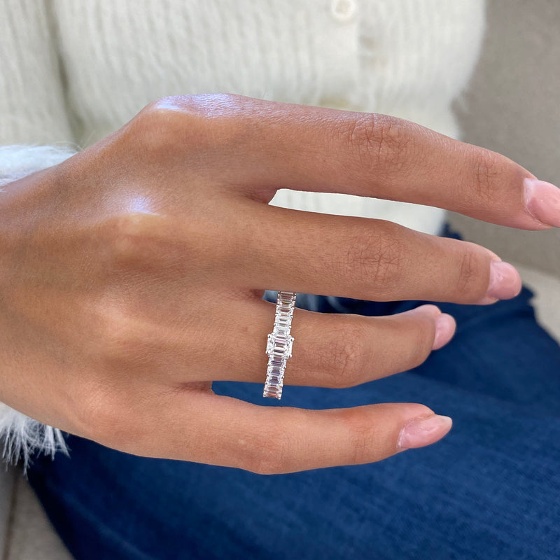 Diamond Half Eternity Ring 1.59 Carat White Gold 14K