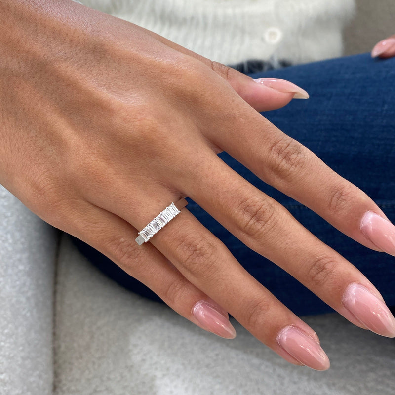 Diamond Half Eternity Ring 0.69 Carat White Gold 14K