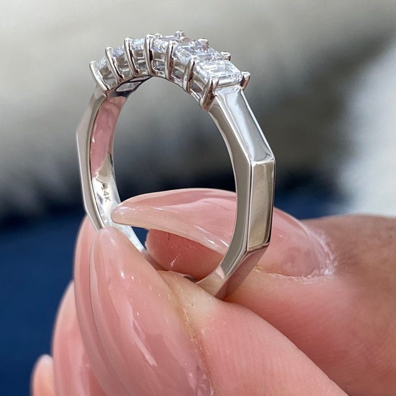 Diamond Half Eternity Ring 0.69 Carat White Gold 14K