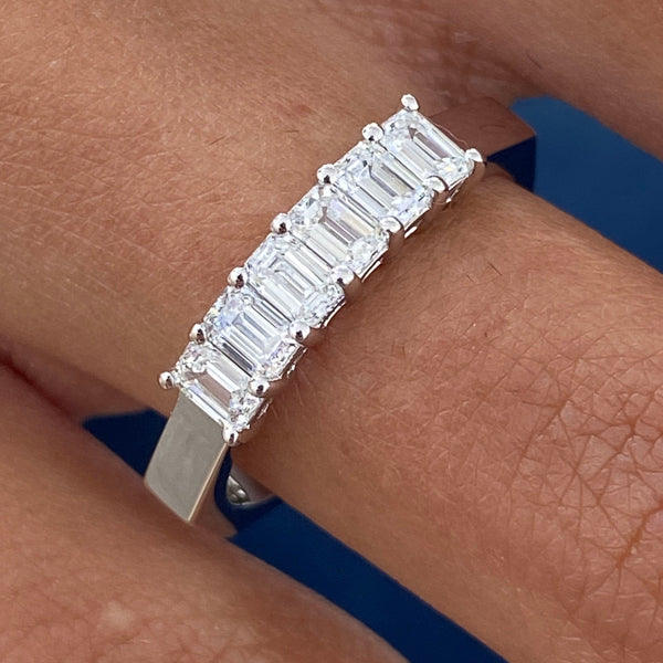 Diamond Half Eternity Ring 0.69 Carat White Gold 14K