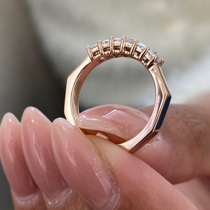 Diamond Wedding Band Fashion Ring 0.60 ct TCW, Rose Gold 14K