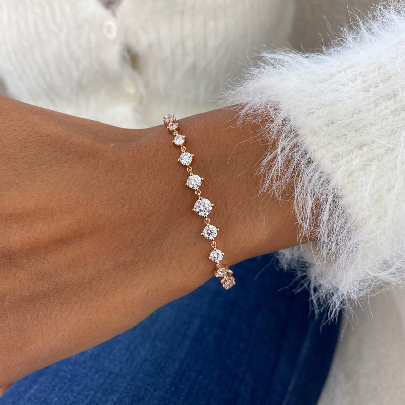 Diamond Chain Bracelet 2.42 Carat Rose Gold 14K
