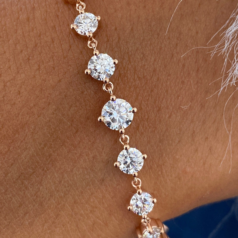 Diamond Chain Bracelet 2.42 Carat Rose Gold 14K