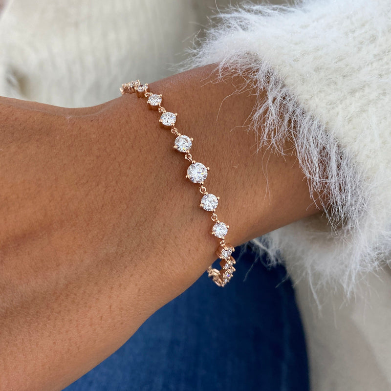Diamond Chain Bracelet 2.42 Carat Rose Gold 14K