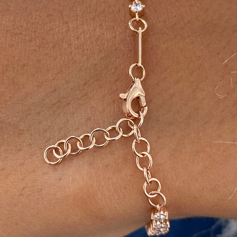 Diamond Chain Bracelet 2.42 Carat Rose Gold 14K