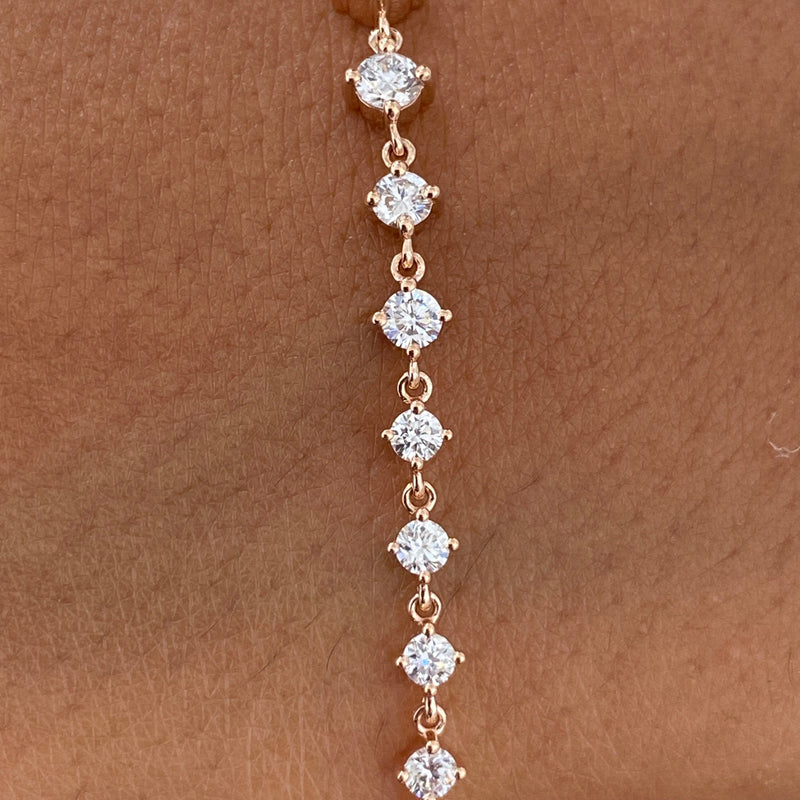 Diamond Chain Bracelet 2.42 Carat Rose Gold 14K