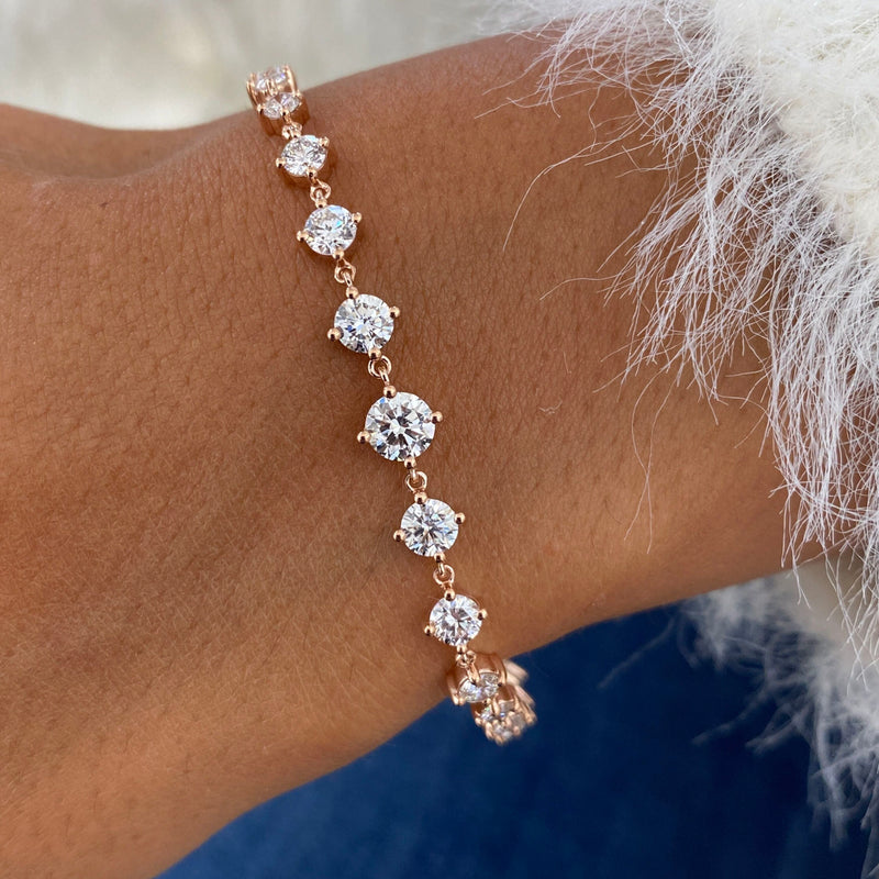 Diamond Chain Bracelet 2.42 Carat Rose Gold 14K