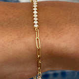 Diamond Chain Bracelet 1.21 Carat Yellow Gold 14K