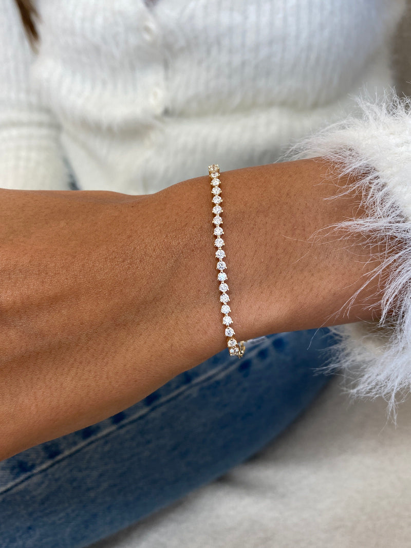 Diamond Chain Bracelet 1.21 Carat Yellow Gold 14K