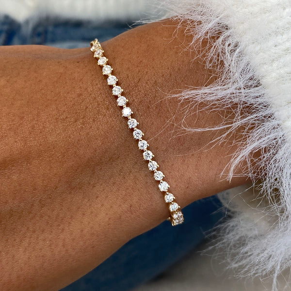 Diamond Chain Bracelet 1.21 Carat Yellow Gold 14K