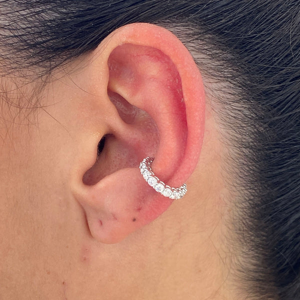 Diamond Cuff Earring 0.69 Carat White Gold 14K
