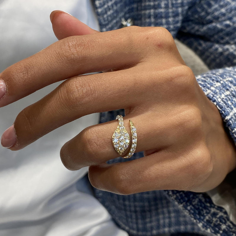 Diamond Wrap Ring 0.74 Carat Yellow Gold 14K