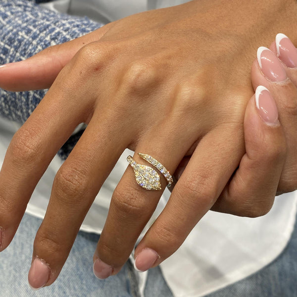 Diamond Wrap Ring 0.74 Carat Yellow Gold 14K