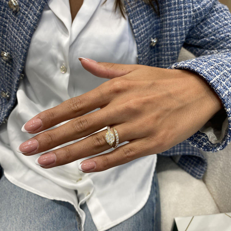 Diamond Wrap Ring 0.74 Carat Yellow Gold 14K