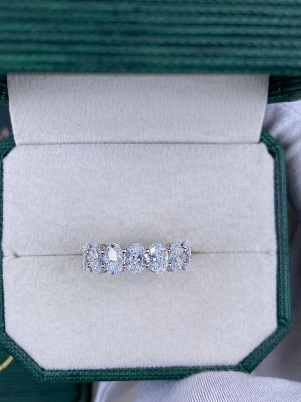 Diamond 7 Stone Ring 2.87 Carat White Gold 14K