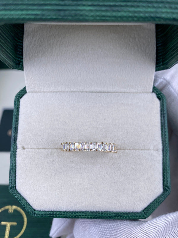 Diamond Half Eternity Ring 1.08 Carat Yellow Gold 14K