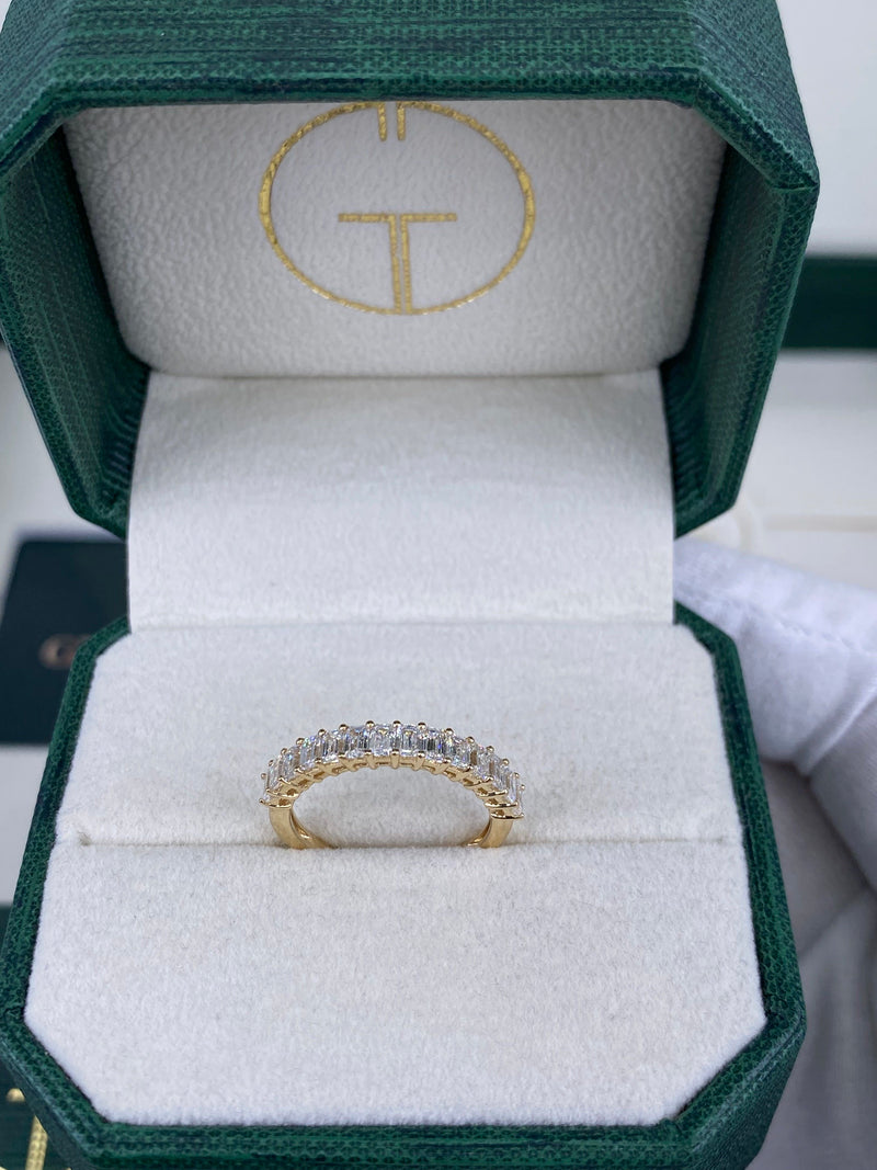 Diamond Half Eternity Ring 1.08 Carat Yellow Gold 14K