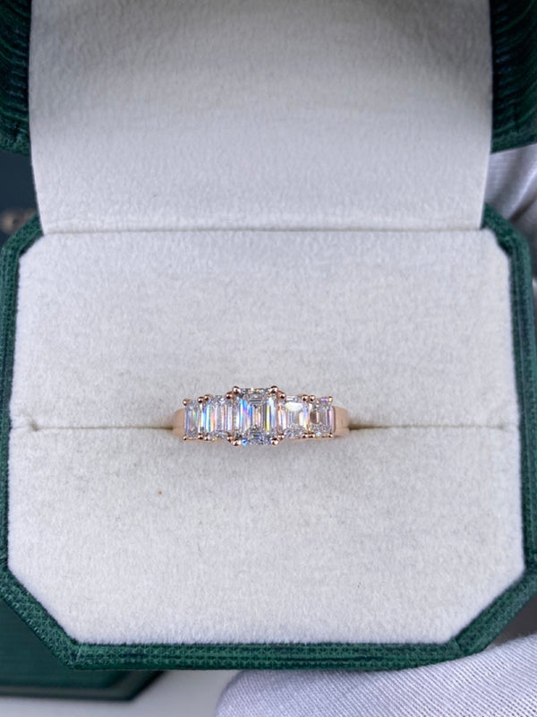 Diamond 5 Stone Ring 1.78 Carat Rose Gold 14K