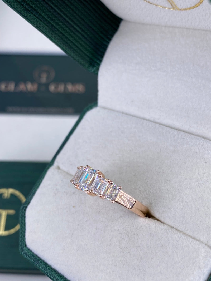 Diamond 5 Stone Ring 1.78 Carat Rose Gold 14K