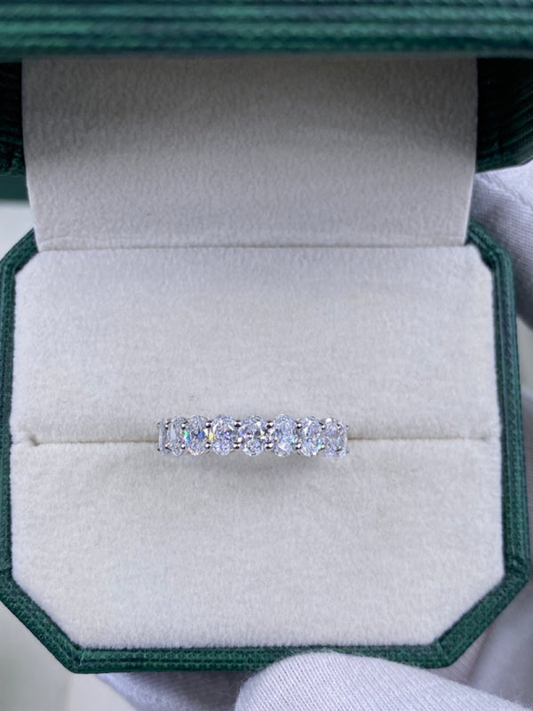 Diamond Half Eternity Ring 1.57 Carat White Gold 14K