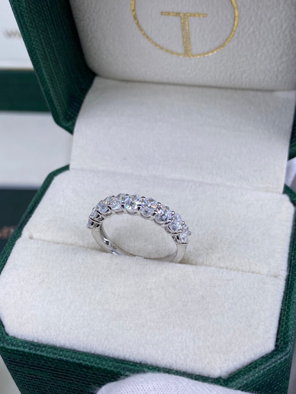 Diamond Half Eternity Ring 1.57 Carat White Gold 14K
