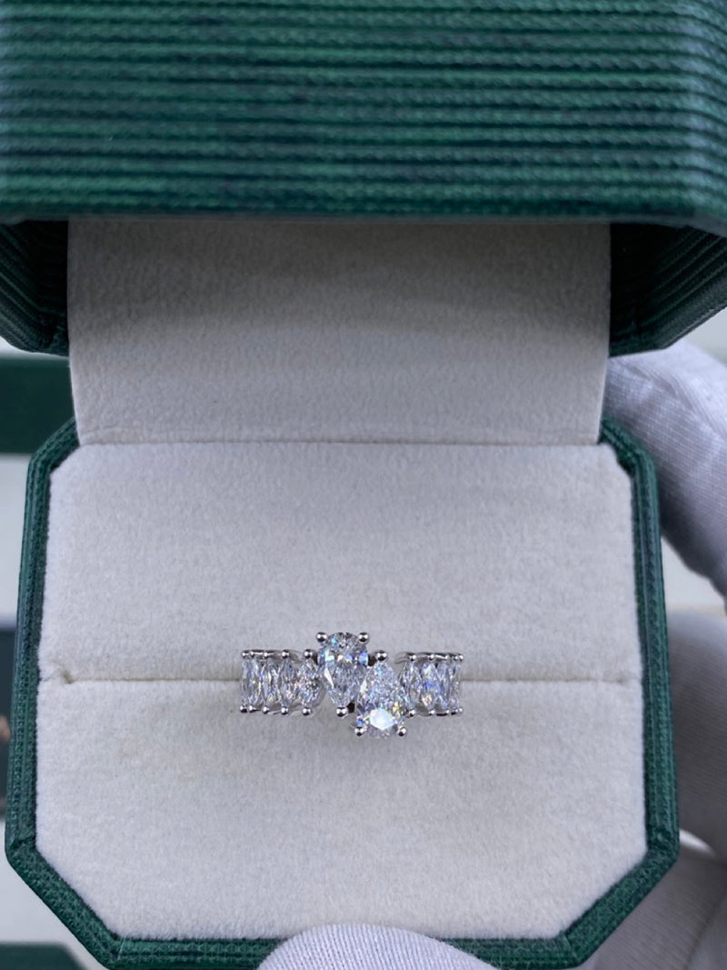 Diamond Half Eternity Ring 1.85 Carat White Gold 14K